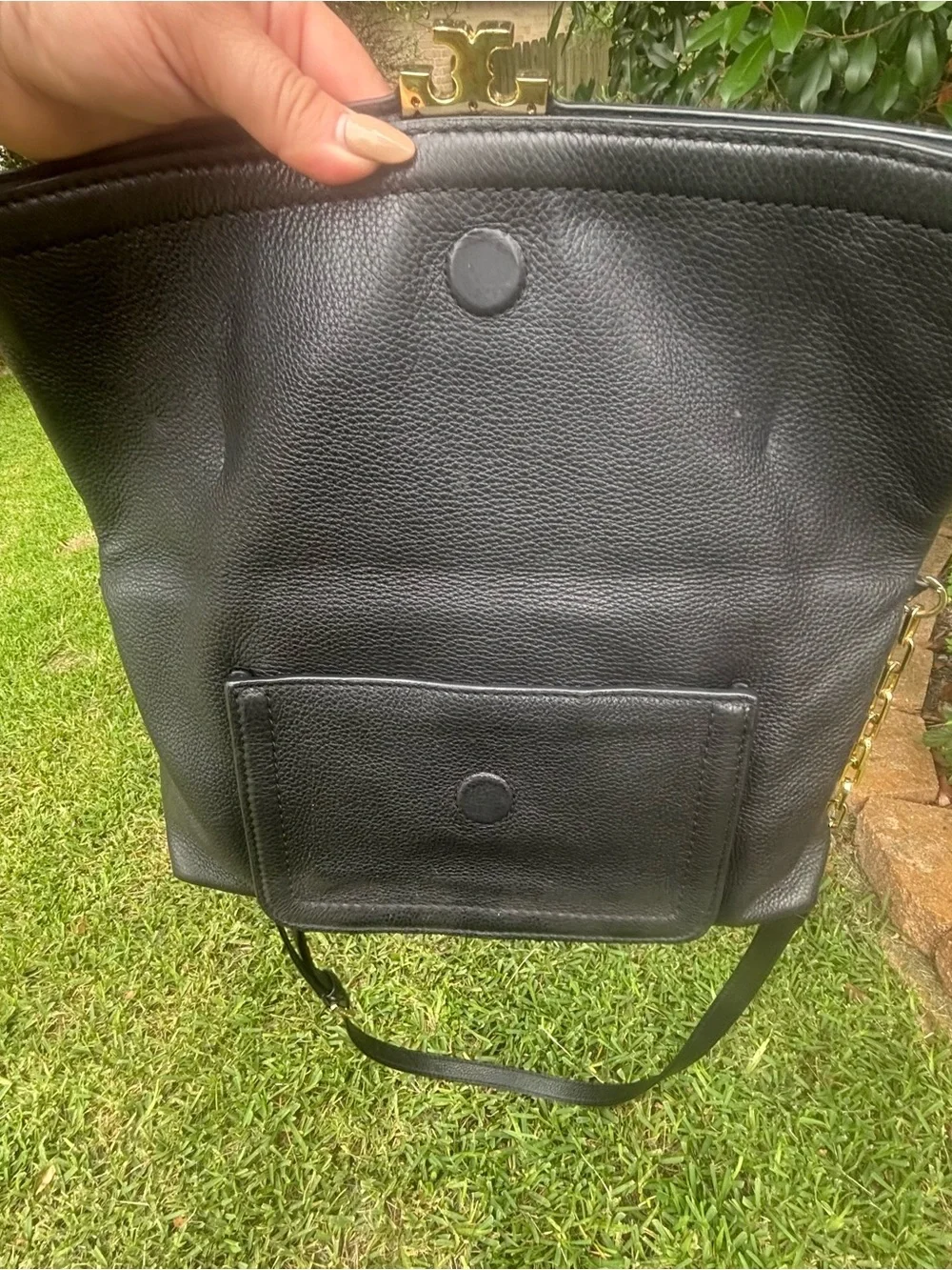 Tory Burch Black Fold-Over Leather Crossbody